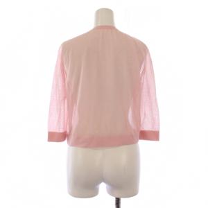 AKRIS ニットカーディガン 七分袖 クルーネック シアー シースルー 薄手 I40 ピンク /BB
