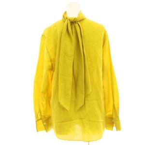 BALLSEY 22AW コットンシルクサテンバックボウタイブラウス シャツ プルオーバー 長袖 絹混 36 黄色 イエロー