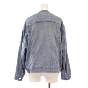 自由区 デニムジャケット Gジャン ジージャン ノーカラー アウター ショート丈 ストレッチ 38 水色 ライトブルー