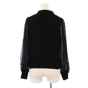 ANAYI ニット 長袖 クルーネック シアー シースルー 切替 ウール 38 黒 ブラック /BB