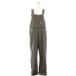 DUNGAREESオーバーオールパンツ サロペット デニム ストライプ L ベージュ 紺 ネイビー LM7254