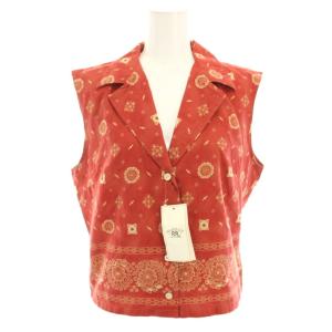 ラルフローレン シャツ ブラウス ノースリーブ 花柄 タグ付き 麻 リネン混 3 赤 レッド WMRRSHTN820017