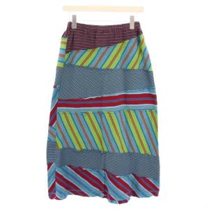 Tao AD2003 フレアスカート イージー マキシ ロング ウエストゴム ストレッチ ストライプ柄 ボーダー柄