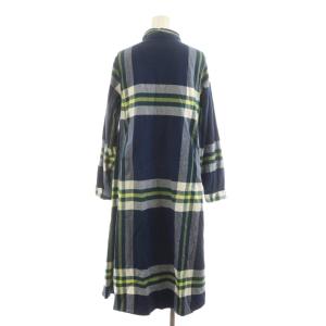 BEAMS BOY EXCLUSIVE FABRIC ビッグタータンワンピース ロング 長袖 チェック柄 紺 ネイビー 緑