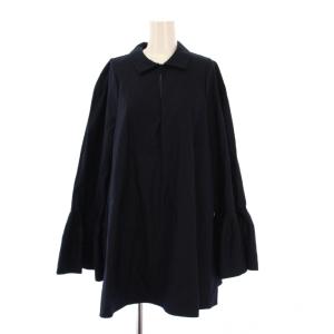 24AW シャツ ブラウス チュニック 長袖 レギュラーカラー 無地 ワンカラー F 黒 ブラック 1224610129-0