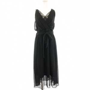 ROMANTIC ROPE DRESS ワンピース マキシ ロング ノースリーブ リボン レース切替 S