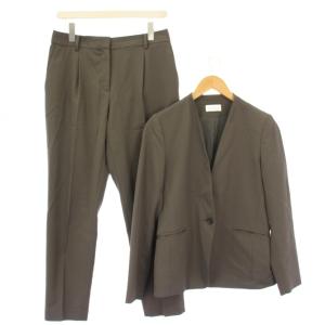 コンフォートリュクスカラーレスジャケット パンツ セットアップ ノーカラー シングル 総裏地 テーパード