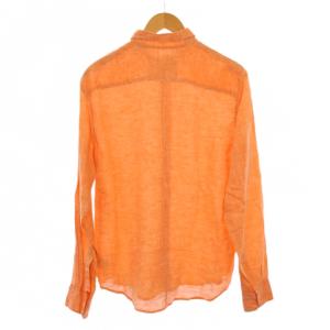 Frank&Eileen フランクアンドアイリーン シャツ ブラウス 長袖 レギュラーカラー 無地 ワンカラー 麻 リネン S オレンジ /BB