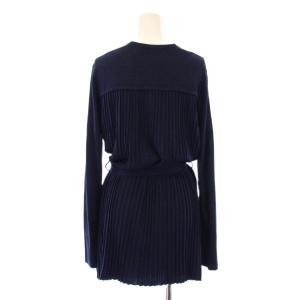 MAX MARA WEEKEND LINE ニットカーディガン 長袖 Vネック プリーツ シルク ウール混 ベルト S 紺 ネイビー /BB