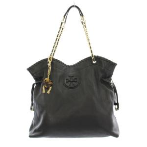 マリオン スラウチー トートバッグ ショルダーバッグ チェーン レザー ロゴ チャーム 黒 ブラック /KU