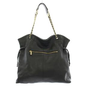 TORY BURCH マリオン スラウチー トートバッグ ショルダーバッグ チェーン レザー ロゴ チャーム 黒 ブラック /KU
