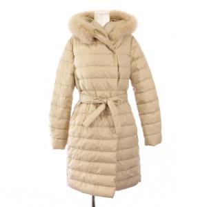 ダウンコート アウター ロング丈 フード ファー 40 ベージュ /BB
