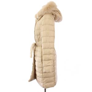 Max Mara Studio MaxMaraStudio ダウンコート アウター ロング丈 フード ファー 40 ベージュ /BB
