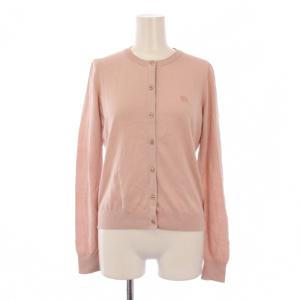 ニット カーディガン 長袖 クルーネック ロゴ刺繍 38 ピンク /BM