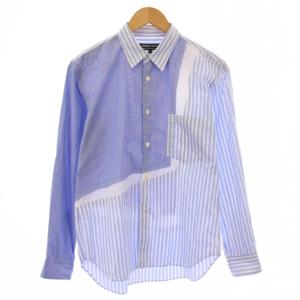 AD2021 カジュアルシャツ 長袖 レギュラーカラー ストライプ柄 XS 水色 ライトブルー /BB