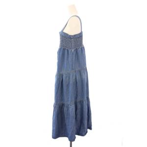 BURBERRY BLUE LABEL フレアワンピース キャミソール デニム ミモレ ロング ロゴ 刺繍 38 青 ブルー /BB