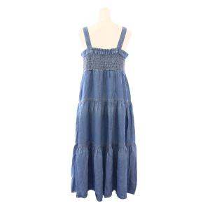 BURBERRY BLUE LABEL フレアワンピース キャミソール デニム ミモレ ロング ロゴ 刺繍 38 青 ブルー /BB