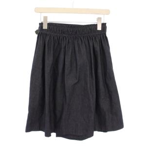 BURBERRY BLUE LABEL ラップスカート 巻き フレア イージー デニム ひざ丈 ウエストゴム ベルト 36 インディゴ /BB