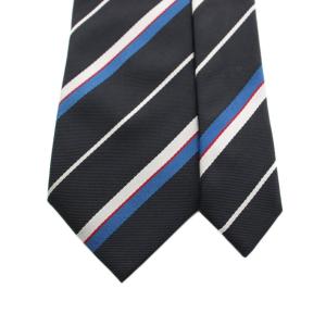 Comme des Garçons Homme Deux ネクタイ レギュラータイ レジメンタルストライプ 黒 ブラック 青 ブルー /YT