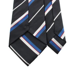 Comme des Garçons Homme Deux ネクタイ レギュラータイ レジメンタルストライプ 黒 ブラック 青 ブルー /YT