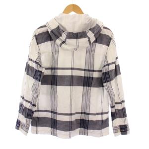 COMME des GARCONS HOMME AD2021 ジップフーディーシャツ チェック柄 リネン XS ホワイト