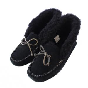 Alena アレーナ モカシン ローファー スエード スクエアトゥ US9 26cm 黒 ブラック 1112278