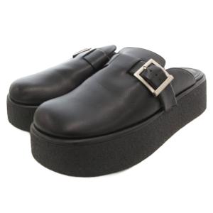 サボ サンダル シューズ 40 25.5cm ベルト ロゴ 厚底 黒 ブラック /AE