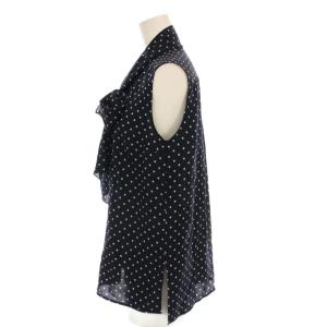 FOXEY 20年製 パールドロップ ブラウス ノースリーブ ドット シルク 38 ネイビー