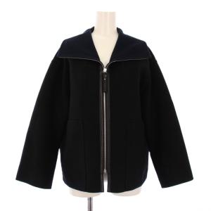 ダブルフェイス ジップアップジャケット ベビーカシミヤ 34 ブラック