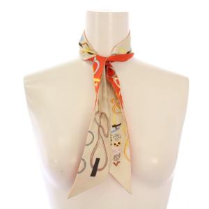 ツイリー Do Re Boucles ド・レ・ブックル スカーフ シルク 総柄 アイボリー オレンジ /BB