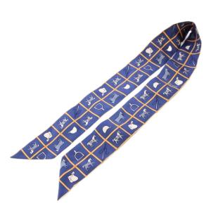 HERMES ツイリー Couverture et Tenues de Jour スカーフ ネイビー