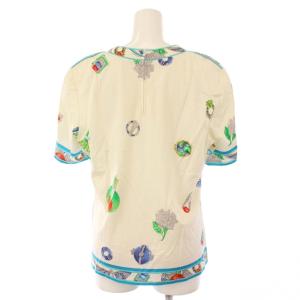 LEONARD FASHION セットアップ カットソー 半袖 Vネック タイトスカート ひざ丈 ストレッチ 総柄 L