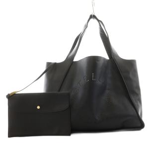 トートバッグ パンチングロゴ ポーチ付き ブラック 502793