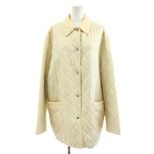 キルティングジャケット 中綿 裏地ヒョウ柄 シルク 絹 アウター L アイボリー /AN41