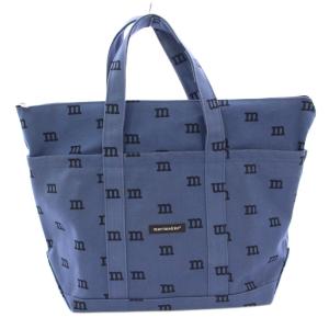 LOGOMANIA ロゴマニア トートバッグ ハンドバッグ キャンバス バイカラー 青 ブルー 黒 ブラック