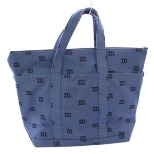 marimekko LOGOMANIA ロゴマニア トートバッグ ハンドバッグ キャンバス バイカラー 青 ブルー 黒 ブラック