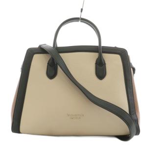 ノット カラーブロック ミディアム サッチェル ハンドバッグ ショルダーバッグ 2way レザー 白 ホワイト