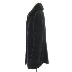 BURBERRY LONDON ステンカラーコート アウター ラビットファー アンゴラ 裏地チェック柄 13 黒 ブラック FN121-870-09