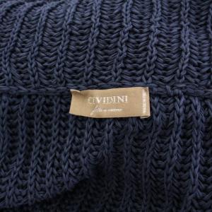 CIVIDINI ニットカーディガン 長袖 前開きトッパー ショート丈 編み込み 44 紺 ネイビー /BB