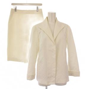 セットアップ テーラードジャケット アウター シングル タイトスカート ひざ丈 42 40 白 ホワイト