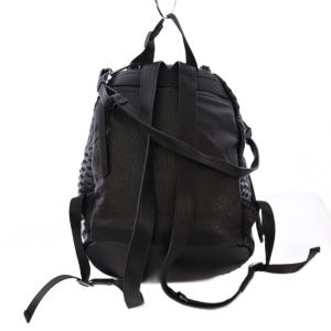 Desigual 幾何学模様ミニバックパックリュックサック デイパック フェイクレザー ロゴ ワンカラー 黒 ブラック /BB