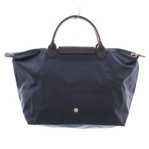 Longchamp ル プリアージュ クラブ トートバッグ ハンドバッグ ナイロン レザー ロゴ刺繍 紺 ネイビー L1623619556