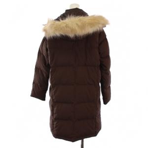 L.L.BEAN ダウンコート ロング フード ジップアップ フェイクファー XS 茶 /BM