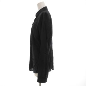 BURBERRY LONDON シアーシャツ ブラウス 絹 シルク 40 黒 ブラック ピーターパンカラー ピンタック /GV