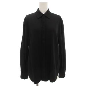 SOLAR WOOL TESSA ウールジャージーシャツ ブラウス 38 比翼 長袖 黒 ブラック 03-9408001