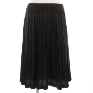 プリーツスカート フレア 40 ひざ丈 黒 ブラック /GV