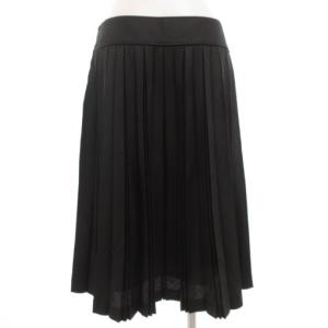 BURBERRY LONDON プリーツスカート フレア 40 ひざ丈 黒 ブラック /GV