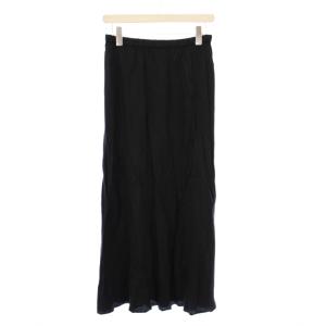 23SS フィブリルキュプラスカート フレア イージー マキシ ロング 無地 ワンカラー 38 黒 ブラック