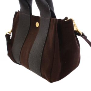 VIOLA d'ORO 2WAY ハンドバッグ ショルダーバッグ スエード キャンバス 切替 バイカラー 茶 ブラウン 黒 ブラック