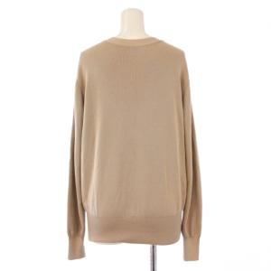 Deuxieme Classe ニットカーディガン 長袖 Vネック ストレッチ 無地 ワンカラー シルク混 F ベージュ /BB